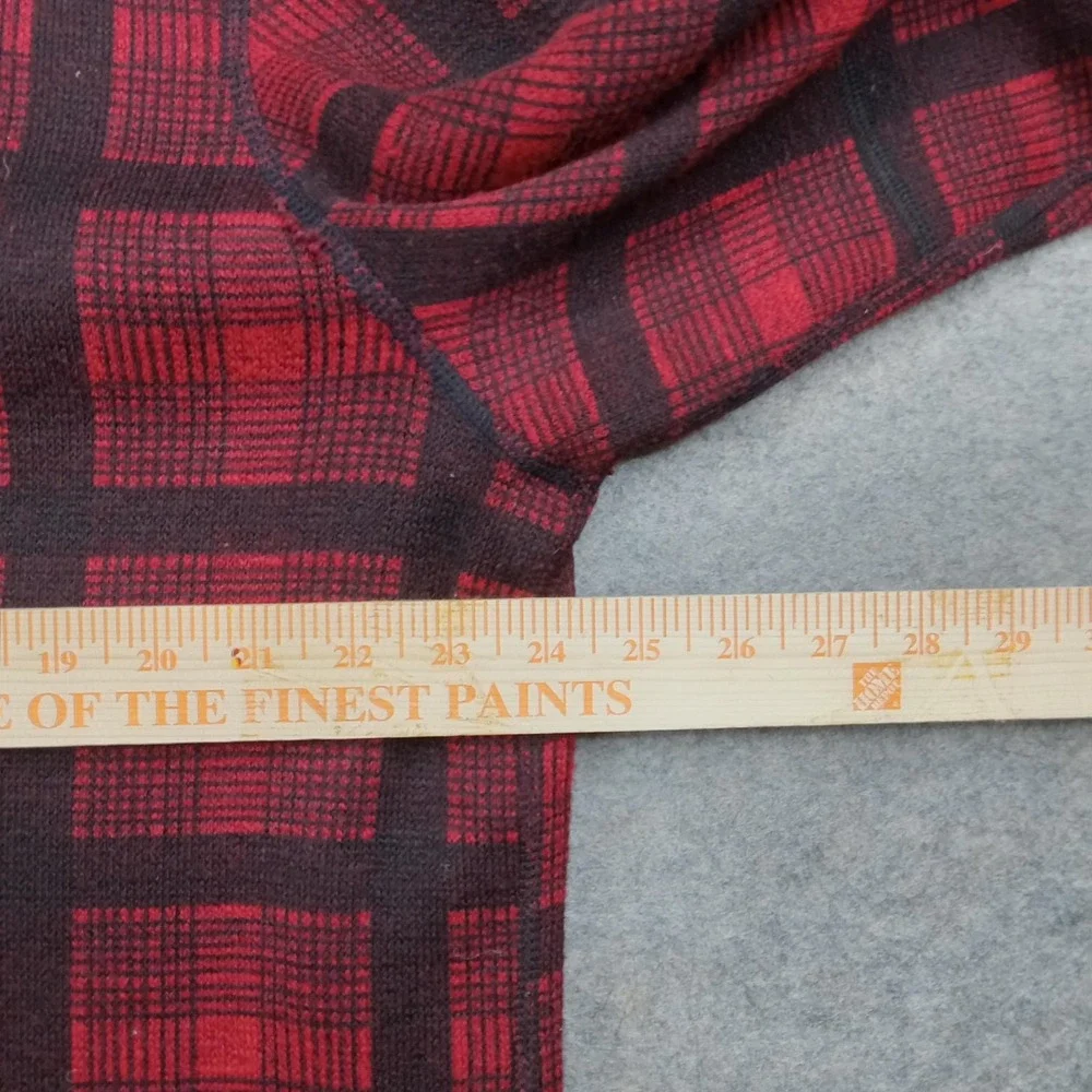 Mack Russo Sweater Mens‎ 2XL Red Plaid Fleece Quarter Zip Mock Neck Pockets